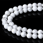 LAIDANLA White Howlite 6mm Natural Stone Beads Round Loose Gemstone Stone Beads for DIY Bracelet Necklace Earrings Jewelry Making Polishing Genuine Real Beading 96PCS 2 Strand 32" - color: F-White Howlite, size: 6mm
