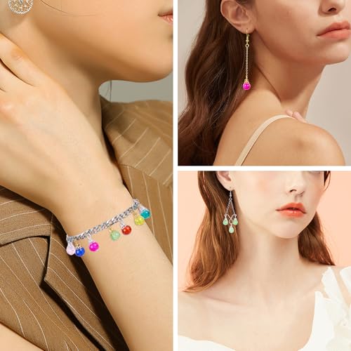 100/200Pcs Crystal Dangle Charms for Jewelry Making Bulk Small Cute Charms Transparent Glass Beads Pendants with Silver Gold Caps for Earring Necklace Bracelet DIY Supplies - color: Mix B