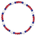 Beaded Baseball Necklace | Adjustable Sports Rope Chain with Baseball Cross Charm - Great Baseball Drip Gift for Players and Fans - color: Red-Royal-Wht