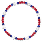 Beaded Baseball Necklace | Adjustable Sports Rope Chain with Baseball Cross Charm - Great Baseball Drip Gift for Players and Fans - color: Red-Royal-Wht