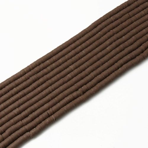 3600 pcs Coffee Clay Beads for Bracelets Making, 10 Strands Flat Round Polymer Clay Beads 6mm Spacer Heishi Beads for Jewelry Making Earring Necklace - color: Coffee