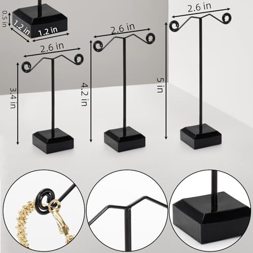 Coloch 18 Pcs Metal Earring Holder, Black T Bar Earring Display with 3 Heights Hoop Earring Display Stand with Acrylic Base Earring Showroom and Tradeshow Showcase Displays for Selling, Shows