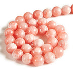 60pcs 6mm Pink White Jade Beads Natural Gemstone Beads Round Loose Beads for Jewelry Making - color: Pink White Jade, size: 6mm