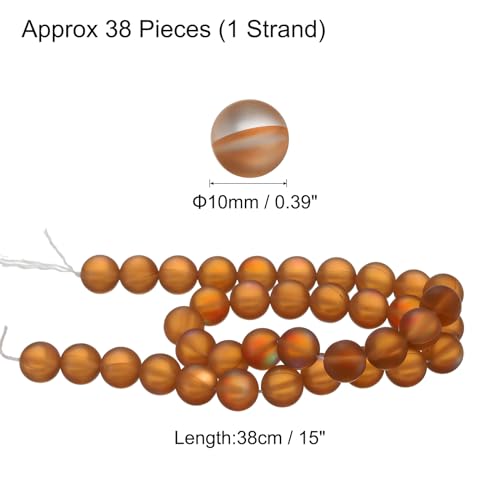 uxcell Matte Crystal Glass Beads 10mm Synthetic Frosted Shining Semi-Precious Round Loose Beads Synthetic Moonstone for Jewelry Making DIY Bracelet, Brown - color: Brown, size: 10mm