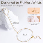 Gold Hand Chain Bracelet for Women, Ring Bracelet Hand Chain Non Tarnish Waterproof Dainty Finger Bracelet Beaded Cubic Zirconia Layered Twist Link Stack Bracelets Trendy Jewelry Gift for Her - color: Bead Chain