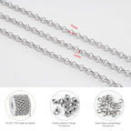 KYUNHOO 16.4 Feet Embossed Circle Chain for Jewelry Making Stainless Steel Bracelet Crafting Chain Silver Jewelry Findings for Men Women DIY Necklace Earrings - color: Circle Silver