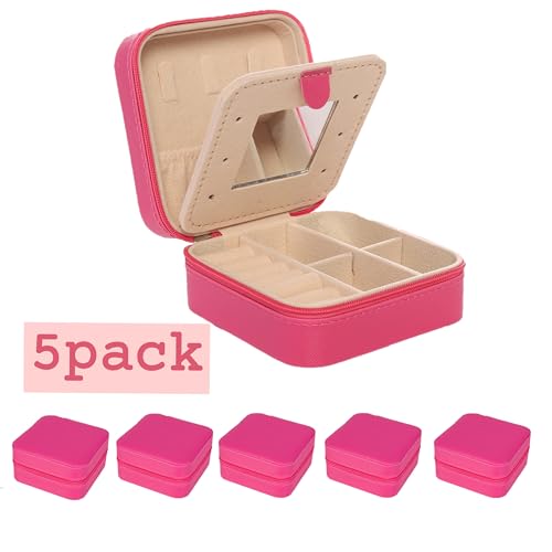 KElofoN Jewelry Case and Box - Small Travel Jewelry Organizer for Girls & Women with Mirror (Rosy-5) - color: Rosy-5