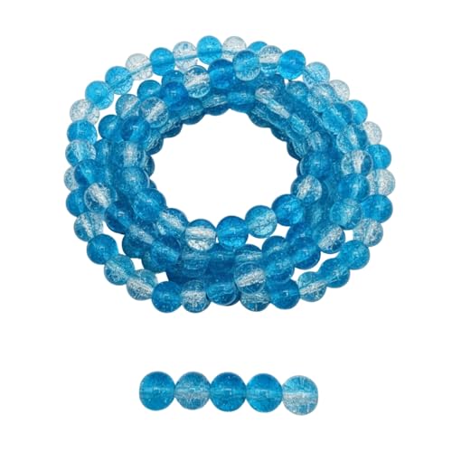 DandS ltd Crackle Lampwork Glass Beads for Jewelry Making, Crystal Blue, Vibrant DIY Bracelets, Necklaces, Beading Supplies & Craft Kits for Handmade Jewelry, 80pcs 0.39 inch (10mm), #J225-10 - color: Crystal Blue