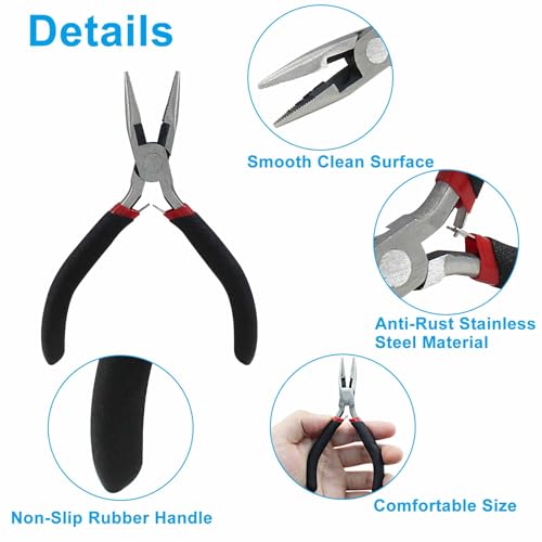 12cm/4.72" Needle Nose Pliers For Jewelry Making, Long Nose Pliers Wire Cutters, Chain Nose Pliers with Wire Cutter, Jewelry Making Tool for Handcraft Hobby DIY Jewelry Work - style: Needle Nose Pliers