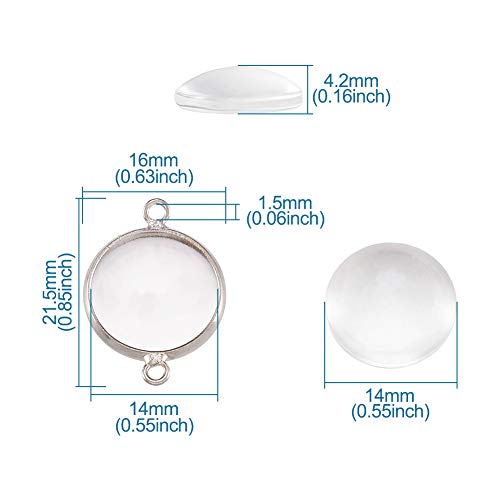 FASHEWELRY 10 Sets Brass Bezel Pendant Trays 14mm Dome Clear Glass Cabochon Blank Base Connector Cover for DIY Jewelry Making - color: 14mm-10 Sets