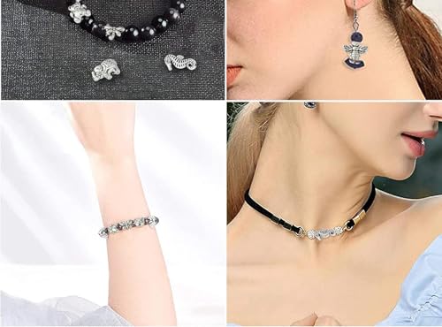 DanLingJewelry 150Pcs Mixed Styles Antique Silver Animal Spacer Beads Tibetan Style Bear Owl Cat Fish Beads for Bracelet Jewelry Craft Making - color: 150pcs - animal - 15 styles