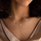 Mothers Day Gifts - Dainty Silver Gold Necklaces for Women Cute Station Choker Simulated Diamond Necklace Simple Layering CZ Necklace Trendy Jewelry Gifts - color: Silver, style: Flower
