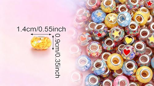 PIPITREE 40PCS Acrylic Beads 9 * 14mm Focal Beads for Pens Acrylic Flat Bulk Sequin Bead AB Mixed Color 6mm Large Hole Bead for Keychains Beadable Pens DIY Crafts Jewelry Making & Gift Giving - color: Sequin