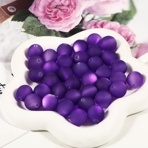 25pcs Resin Transparent Frosted Beads 16mm Cat Eye Circular Rubber Bead Spacer Bead DIY Making Friendship Bracelet Phone Chain Keychain Pen Beads Accessories (Dark Purple) - color: Dark Purple