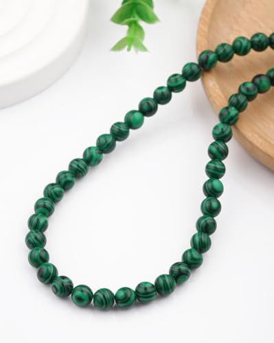 Natural Stone Beads 8mm Polished Round Smooth Gemstone Beads for Jewelry Making Supplies 15 Inch(45 Beads) (Green Peacock) - color: Green Peacock-45pcs