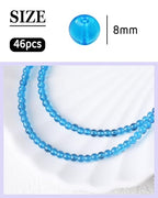 8mm Glass Beads 46PCS Glass Beads for Jewelry Making Charm Round Loose Bead for Bracelet Making Kit (Lake Blue Glass) - color: Lake Blue Glass