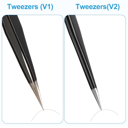 YHYZ High Precision Tweezers Set (3PCS), Anti-Static Stainless Steel Precise Tweezers (Fine, Curved, Flat), Perfect for Craft, Electronic, Soldering, Model, Hobby, Jewelry Making, Laboratory - style: 3pcs, Version 2
