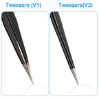 YHYZ 9PCS Precision Tweezers Set, Upgraded Anti-Static Stainless Steel Precise Tweezers (Fine, Curved, Flat), Perfect for Craft, Electronic, Soldering, Model, Hobby, Jewelry Making, Laboratory - style: 9pcs with case, V2