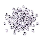 FASHEWELRY 300Pcs Cube White Acrylic Letter Beads 6x6mm Letter K Alphabet Beads for DIY Bracelet Necklace Jewelry Making - color: Letter K, size: 6x6x6mm
