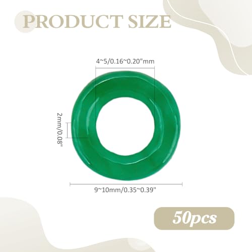 Natural Jade Donut Charm Hollow Circle Beads Flat Round Jade Pendants Large Hole Donut Beads Dangle Charm for Jewelry Making Necklace Bracelet Earring Craft Supplies - size: 9~10x2mm