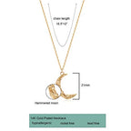 Valloey Rover Gold Necklace for Women 14K Gold Plated Circle Cubic Zirconia Pendant Necklace Dainty Twist Rope Chain Necklace Simple Jewelry Gift for Women - style: CZ-Moon