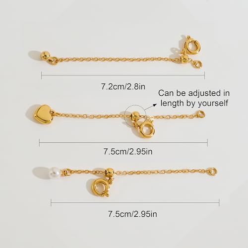 FAMARINE Gold Silver Necklace Extender Chains for Women - color: gold F