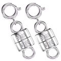 925 Sterling Silver Magnetic Necklace Clasps and Closures,Mini Bracelets Clasp Converter Gold and Silver Chain Extender for Jewelry Making Supplies - color: 2Pcs Silver