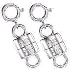 925 Sterling Silver Magnetic Necklace Clasps and Closures,Mini Bracelets Clasp Converter Gold and Silver Chain Extender for Jewelry Making Supplies - color: 2Pcs Silver