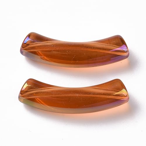 Ipotkitt 20 Pcs UV Plating Transparent Rainbow Curved Tube Beads Iridescent Acrylic Beads Candy Colors Chunky Bamboo Tube Beads for DIY Jewelry Making - color: 20pcs-Rainbow Curved Tube Beads-32~33mm