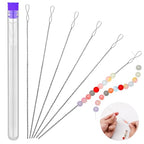 UOOU 6 Pcs Beading Needles, Collapsible Big Eye Bead Needles, Beading Supplies 2 Sizes Twisted Beading Needles for Seed Beads Jewelry Making - style: 0.6 x 130 mm