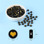 1400pcs Round Acrylic A-Z Alphabet Beads - Gold & Black Letter Beads for Bracelet Making, 28 Grid Box - color: Black, Gold