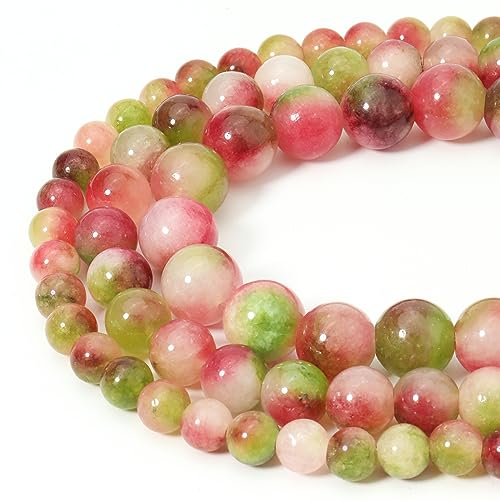 60pcs 6mm Natural Watermelon Tourmaline Gemstone Beads Energy Healing Crystal Round Loose Stone Beads for Jewelry Making, DIY Bracelets Necklaces - color: Watermelon Tourmaline, size: 6mm