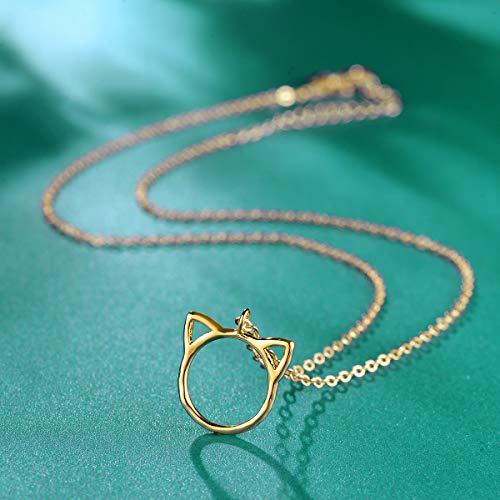 Valloey Rover Gold Necklace for Women 14K Gold Plated Circle Cubic Zirconia Pendant Necklace Dainty Twist Rope Chain Necklace Simple Jewelry Gift for Women - style: Gold-Cat