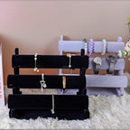 Velvet 3 Tier Bracelet Holder Display Stand, Detachable Jewelry Organizer Rack for Vendors, Grey Watch Organizer Racks for Selling