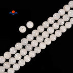 JM Design 2.0mm Hole Natural Rainbow White Moonstone Smooth Round Beads Size 12mm 15.5" Strand for Jewelry Making - size: 12mm