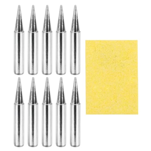 MECCANIXITY Pack of 10 900M Solder Tips Internally Heated Soldering Tips with Cleaning Sponge Pad Replacement Welding Accessories Kit for Electrical Solder Station Tip (900M-T-B) - style: 900M-T-B