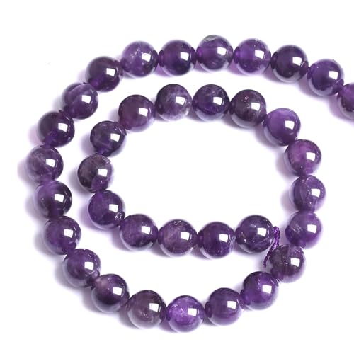 HAAMIIQII 60pcs 6mm Natural Amethyst Crystal Beads Round Stone Loose Gemstone Beads for Jewelry Making Strand 15 Inch - color: Amethyst, size: 6mm 60pcs