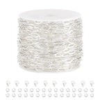 Kyutong 16.4FT/5M Thin Paperclip Chains for Jewelry Making Stainless Steel Necklace Making Supplies Silver Plated Craft Chain Link with Lobster Claw Clasps Jump Rings - color: silver paperclip