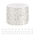 Kyutong 16.4FT/5M Thin Paperclip Chains for Jewelry Making Stainless Steel Necklace Making Supplies Silver Plated Craft Chain Link with Lobster Claw Clasps Jump Rings - color: silver paperclip