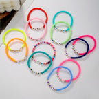 Friendship Bracelets Boho Stackable Bracelets for Women Surfer Heishi Clay Bead Bracelets Stretch Preppy Bracelets Colorful Boho Bracelets for Women - color: 12 pcs LOVE