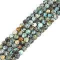 African Turquoise 6mm Gemstone Triangle Faceted Round Loose Beads Strand 15.5" DIY Jewelry Making - color: African Turquoise