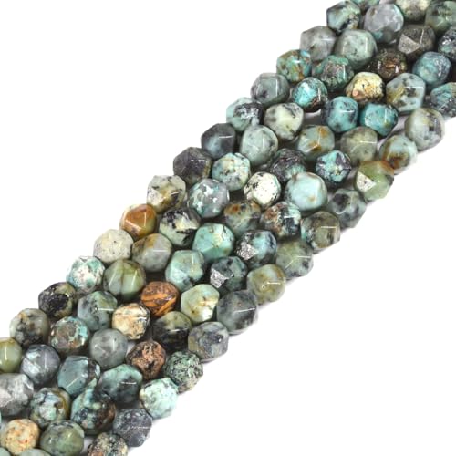 African Turquoise 6mm Gemstone Triangle Faceted Round Loose Beads Strand 15.5" DIY Jewelry Making - color: African Turquoise