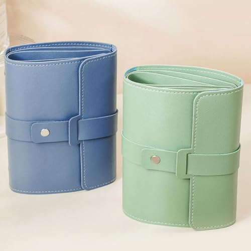 LAKE OF FIRE Earring Holder Organizer with Foldable Book Design Jewelry Book Organizer, Portable Pu Leather Travel Earring Case(Blue) - color: Blue