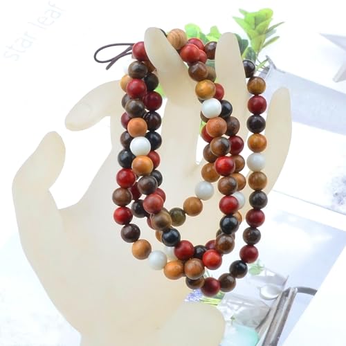 8mm Massive Beads Natural Wooden Rosewood Round Loose Beads Jewelry Making Handmade Craft with Thread 200 PCS(Mixed Wood, 8mm) - color: Mixed Woods, size: 8mm