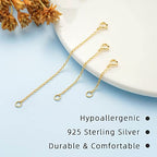 Gold Necklace Extenders 14k Extender Chain 925 Sterling Silver Extension Bracelet Chain Extenders for Necklaces 3 Pcs (1 2 3 Inch)(Gold) - color: Gold, size: 1 2 3 Inch