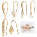 Beebeecraft 24Pcs 6 Style Cubic Zirconia Earring Hooks 18K Gold Plated Ear Wire Fish Hooks with Loop for DIY Earring Jewelry Making 15~18mm Long - color: 6 Style Earring Hooks