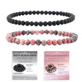 NCB 2.3-Piece 4mm Natural Crystal Gemstone Stretch Bracelets – Handmade Reiki Energy Healing Jewelry for Meditation,Yoga, Unisex - color: 2PCS ( Pink black Rhodonite+Matte Black Agate ), size: 4mm