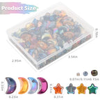 620pcs Mixed Star Moon Glass Beads for Jewelry Making, Shaped Star Moon Spacer Beads with Glass Seed Beads for DIY Supplies Bracelets Necklaces Earrings - color: colorful