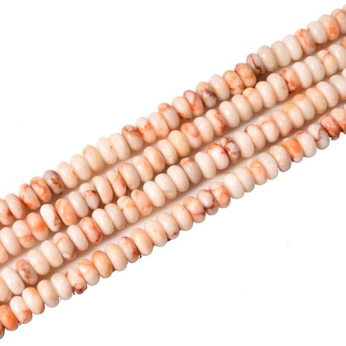 2x4mm 150pcs Natural Red Network Jasper Rondelle Stone Beads Semi-Precious Disk Loose Gemstones Bead for DIY Jewelry Making - color: Red Network