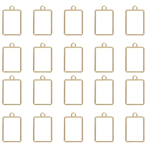uxcell 25Pcs Alloy Open Bezel Pendants, Rectangular Hollow Frame Pendant Geometric Open Back Frame Pendant for Resin Jewelry Making Earrings Necklace Bracelet DIY, Red Gold - color: Red Gold Tone, size: 1.32 x 0.83 inch